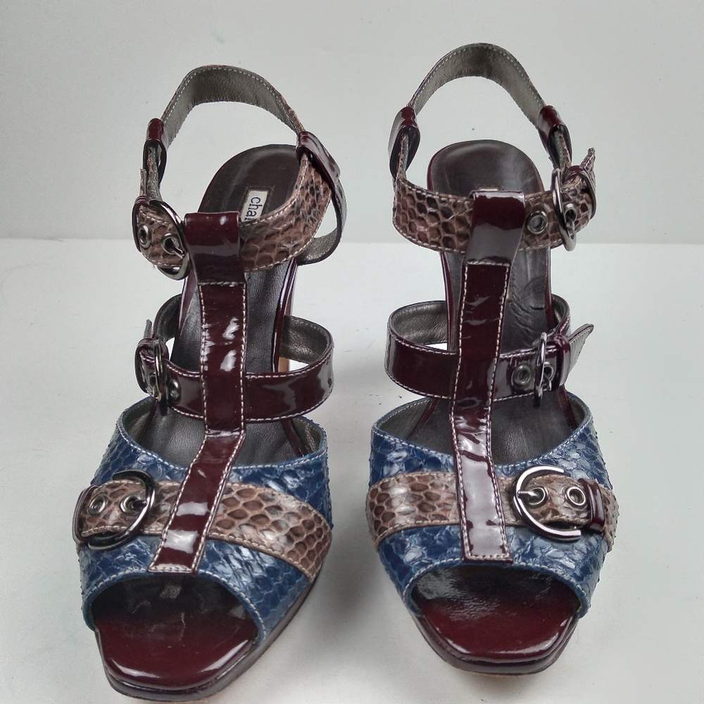 Charles David  brown, burgandy, blue sandal pump size 7.5B